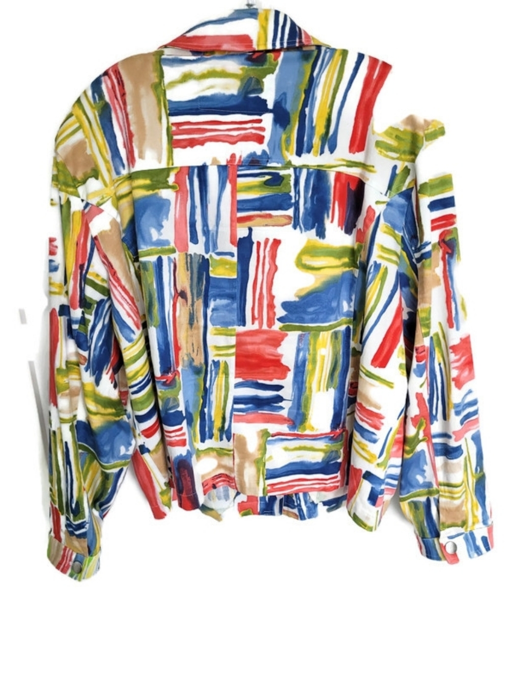Colorful Abstract Brushstroke Button-Up Jacket - Picture 3 of 5